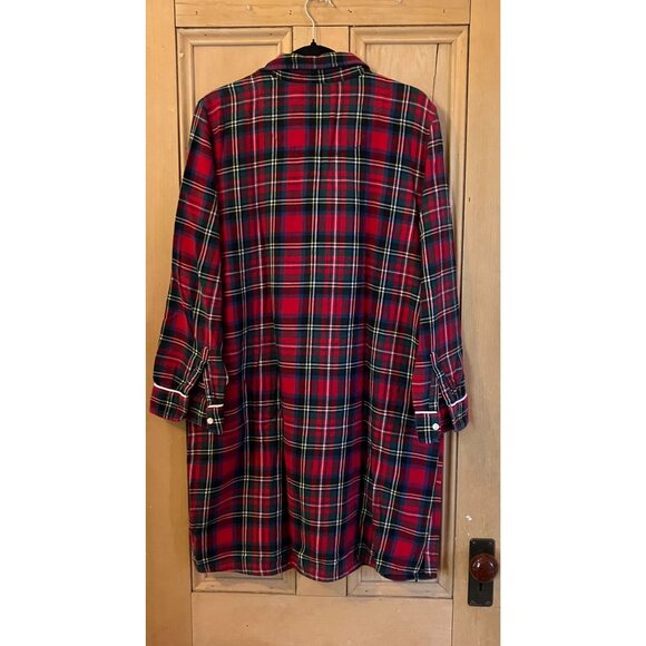 L.L.Bean Womens Christmas Scotch Plaid Flannel Nightgown Size Large Red XM EXC - Picture 8 of 10